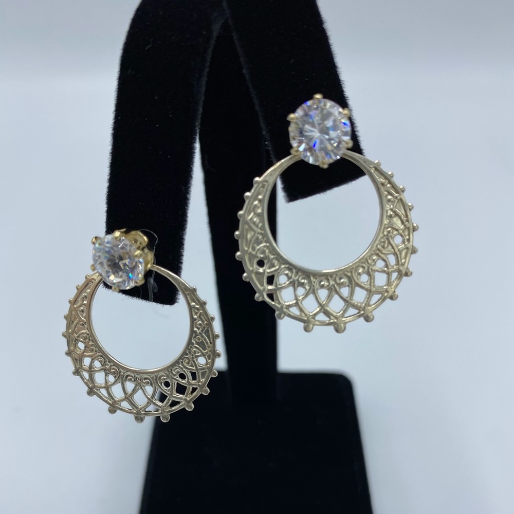 SALE SALE SALE / Sterling Basket Weave Earring Jackets w Rhinestones